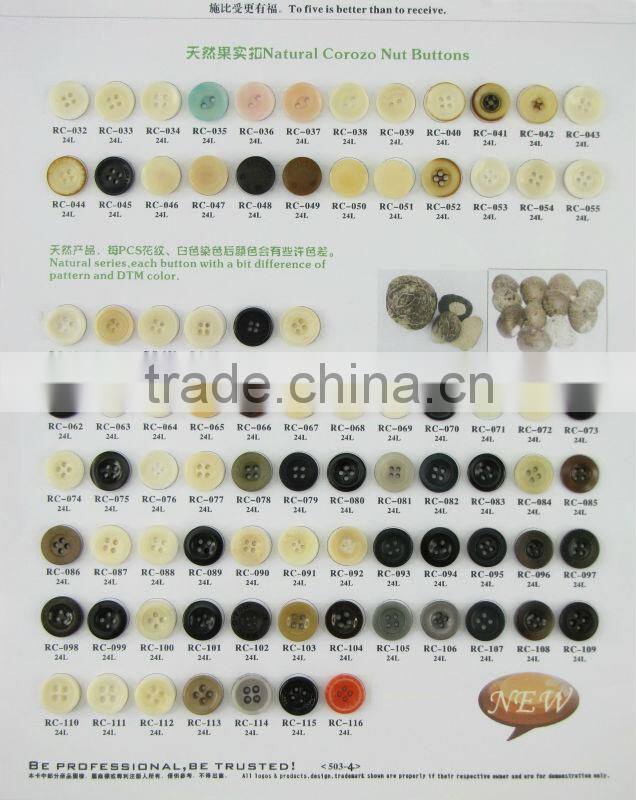 high end white natural corozo nut button