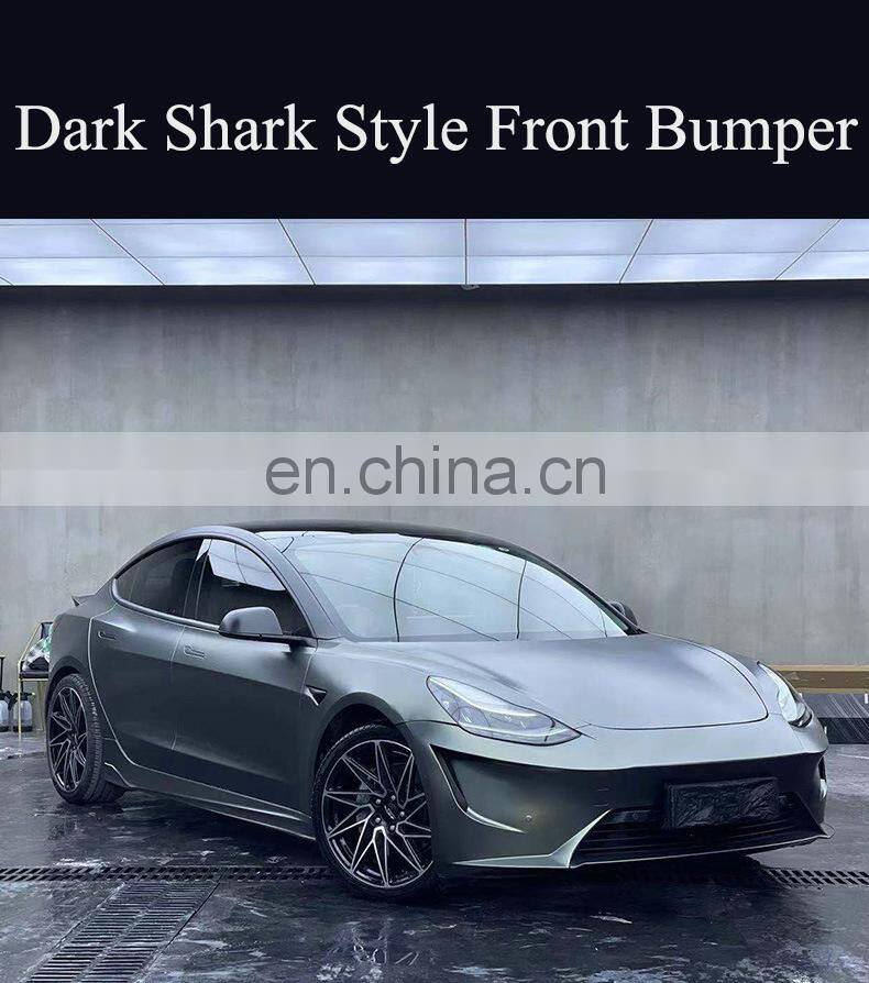 Runde Perfect Fitment Body Kit For 19-22 Tesla Model 3 Modification Upgrade Dark Shark Style Front Rear Bumper Side Skirt