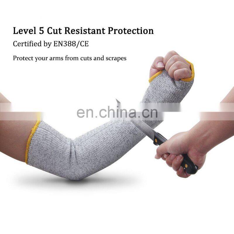 13Gauge HPPE Knit Level 5 Protective Cut Resistant Arm Sleeves with Thumb Slot