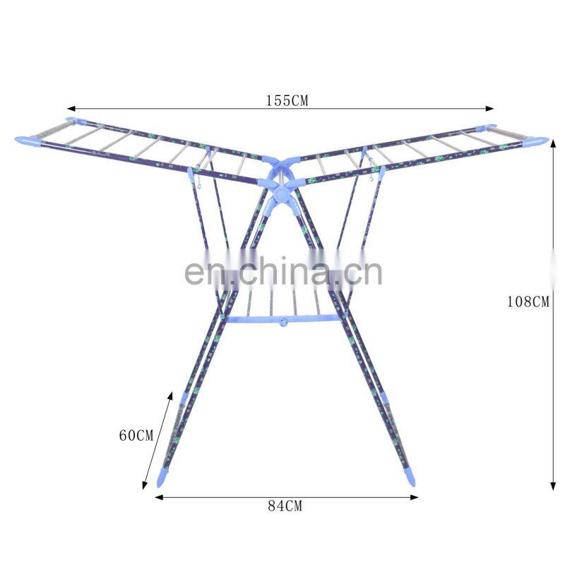 Outdoor lawn or indoor balcony foldable portable type orange yellow plastic aluminium alloy clothes drying rack