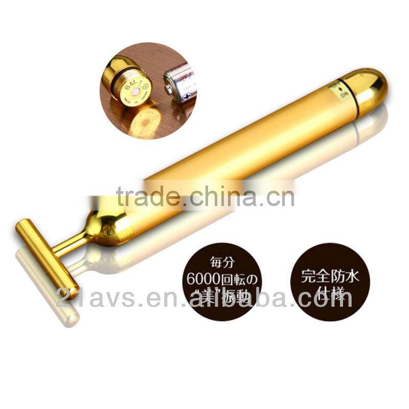 Mini T shape Face Slimming 24k Gold Beauty Bar Lifting Bar Vibration Massager