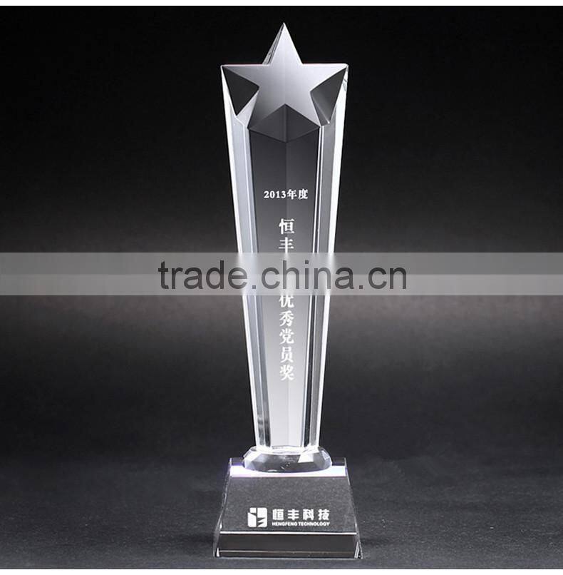 beautiful and Factory price crystal glass trophy award from china manufacturer