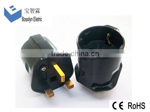 CE ROHS Approved Reliable PC UK Ireland HK Malaysia Singapore to Schuko Germany EU Plug Travel adapter Converter