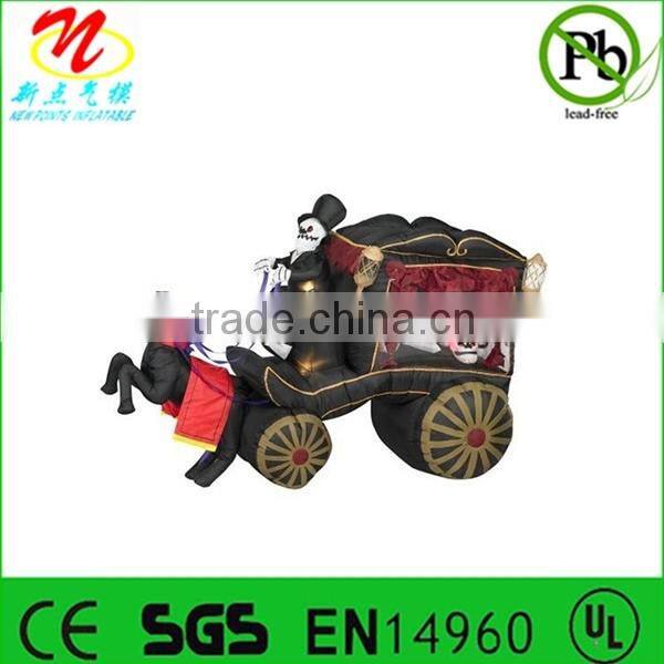 Halloween inflatable haunted house castle with skeleton, ghost and skull