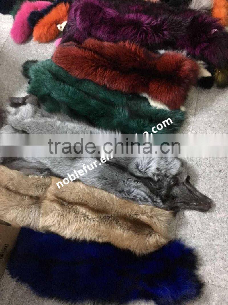 Luxury Real Genuine fox fur blanket super soft Dyed Candy Color Blue fox fur blanket