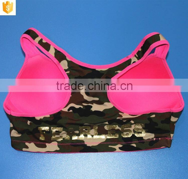 High quallity camouflage color sport bra,sexy women bra