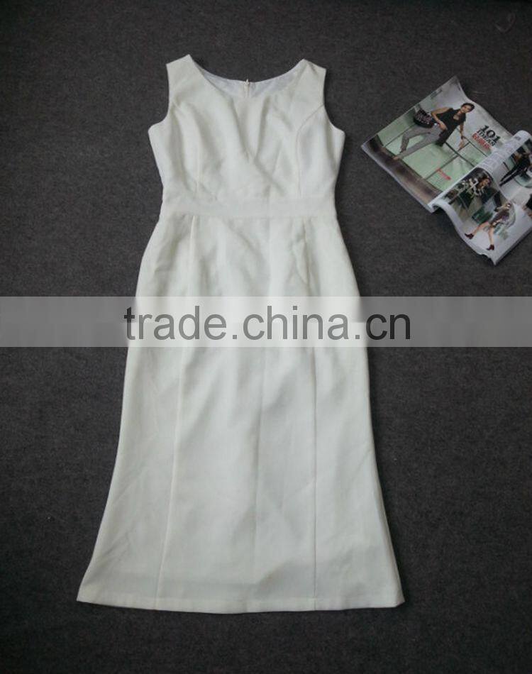 Mid-calf top quality famous brand white dresses European Style most popular 2014