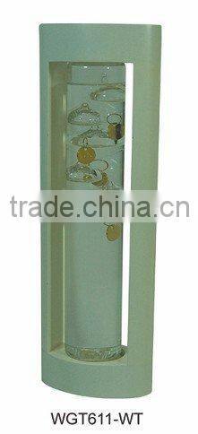 Galileo Thermometer with Wood Frame Purple