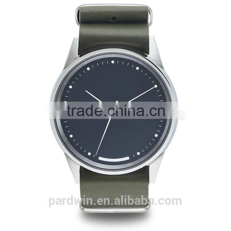 Smooth grained soft calf leather strap 22mm width stainless steel hardware strap 10ATM water resistance japan movement date