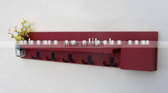 Living room MDF wall hanging shelf for home deco with clothes hooks