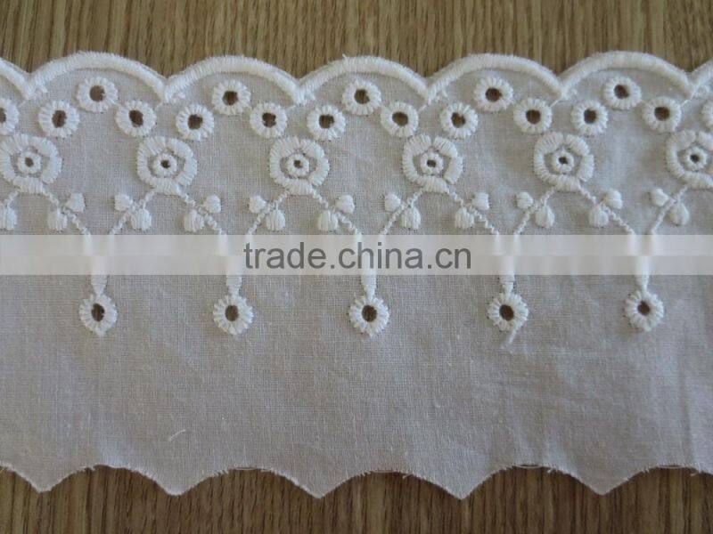 2015 Embroideried scallop cotton eyelet lace trim