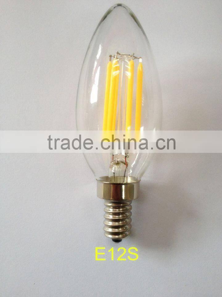 2015 ETL CE LED FILAMENT CANDLE LIGHT E14 E12 4W 2W LED FILAMENT LAMP VINTAGE FULL GLASS COVER
