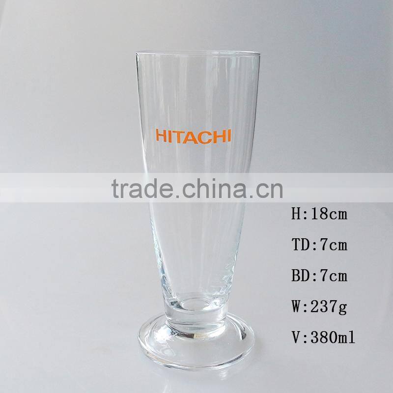 Open Mouth popular Chinese manufacture customized logo Pilsner beer glass