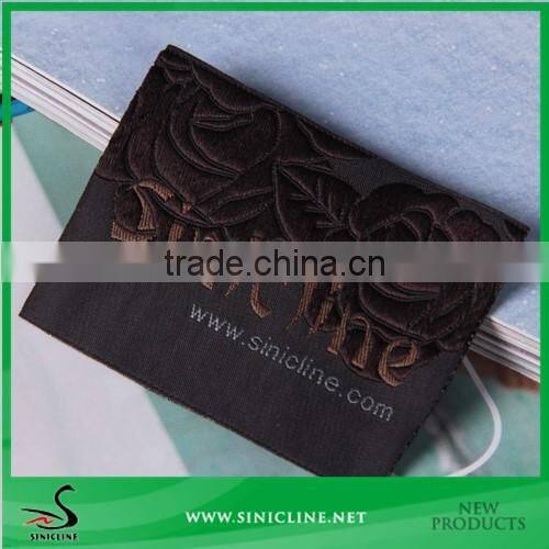 Sinicline Woven Taffeta Label Size label with Shadow Flower for Lady Garments