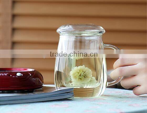 three-piece multifunctional tea cup with filter cup,unbreakable glass cups,double wall glass tea cup