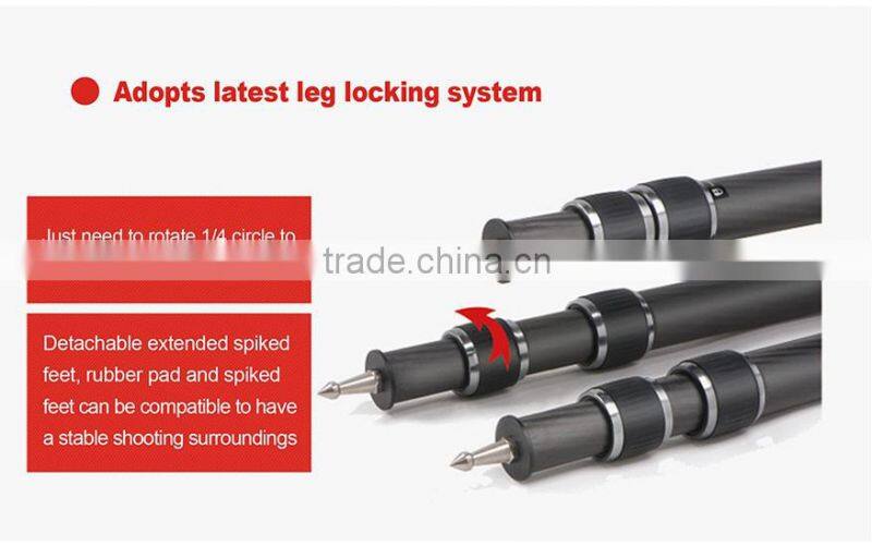 Kingjoy 2016 hot sell new products,carbon fiber monopod tripod for camera K2208+QH20