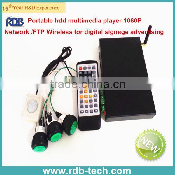 RDB Portable hdd multimedia player 1080P with network /FTP Wireless for digital signage advertising DS009-158