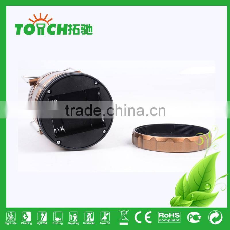 Golden Color Plastic Rechargeable Lantern Light Solar Energy Tent Camping Light for 3*AA Battery