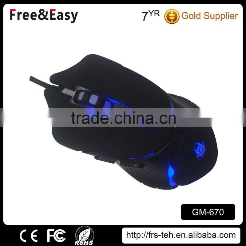 Black rubber coating led backlight gaming mouse for computer