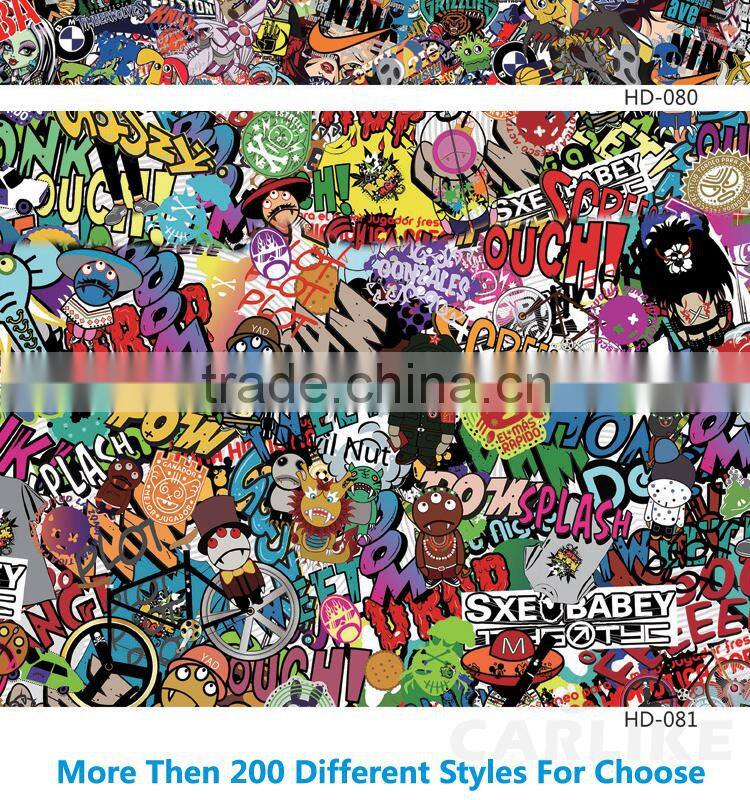 HD-074 1.52x30M 5x98FT Printed Bomb Sticker Wrap Car Stickers