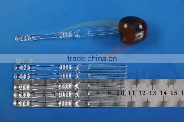 cheap 4 inch Eco-friendly disposable transparent plastic bamboo design fruit forks bulk production