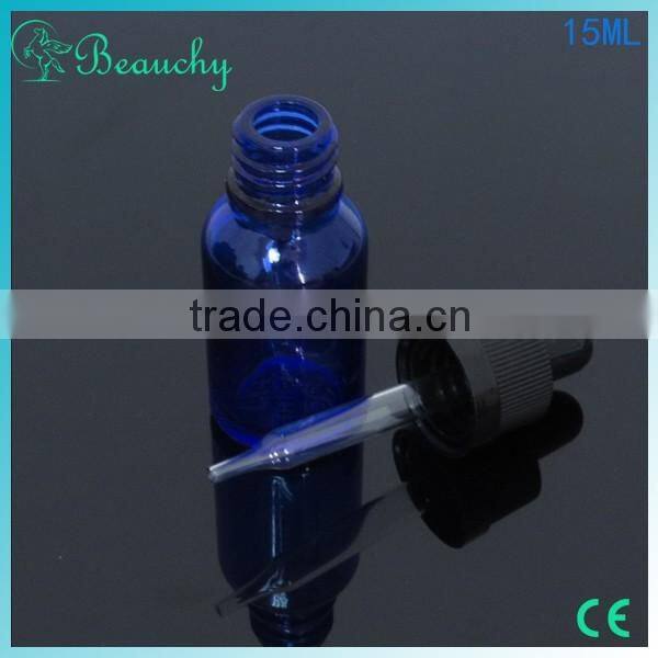 hot 2015 beauchy 15ml glass dropper bottle, colored glass bottles e-liquid glass bottles