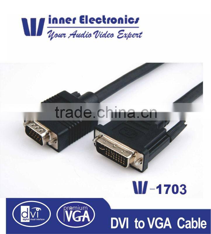 black molding type dvi to vga cable for cellphone