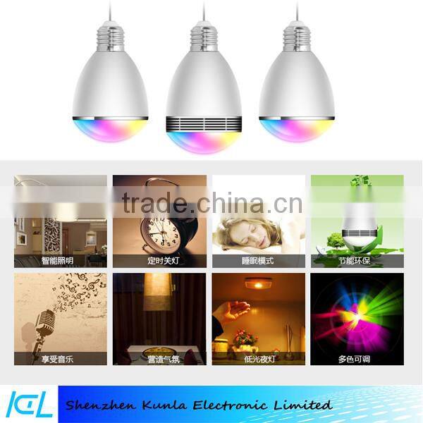 LED speaker bulb /Bluetooth Portable Led Light with LED White E27 Mobilephone App Control For Iphone Samsung
