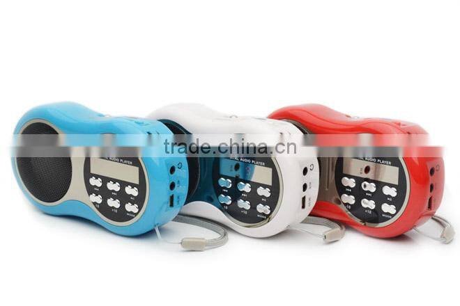 Robot-168 portable card speaker ,fm radio,speaker with TF/Micro SD card/USB disks