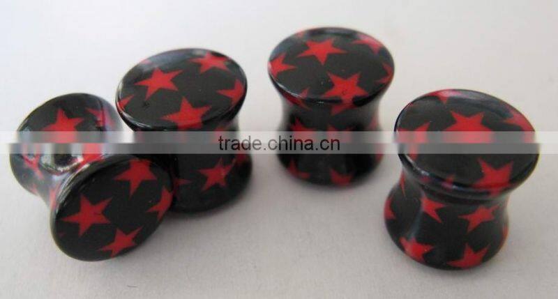 Red Fake Plug with Crystal stone