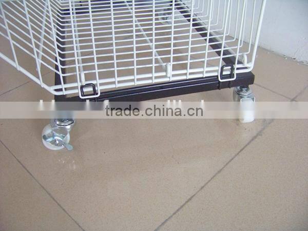 5 Tiers Rolling Wire Basket Storage Display Rack for Supermarket