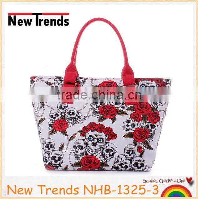 Cute flowers print canvas handbag