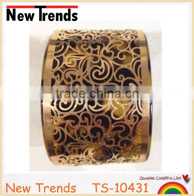 Latest design tortoise shell bracelet cuff with gold surface 2014