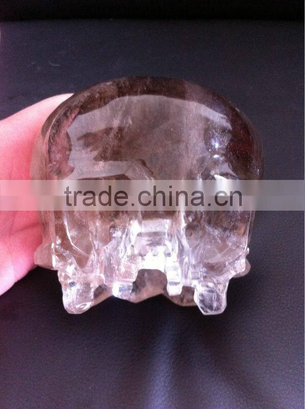Smoky Quartz Customized 2/3 Skull with No Jaw