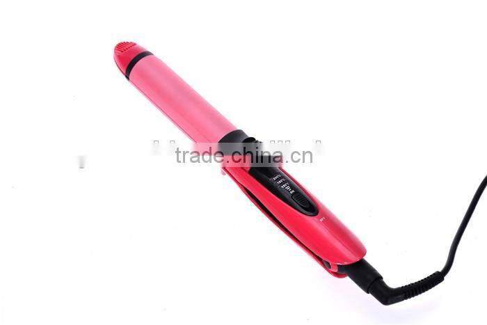 Fine hair straightener and curling iron in one LED