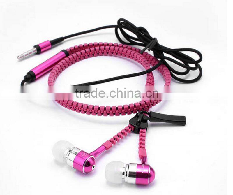 High Quality Zipper Earphone with Mic
