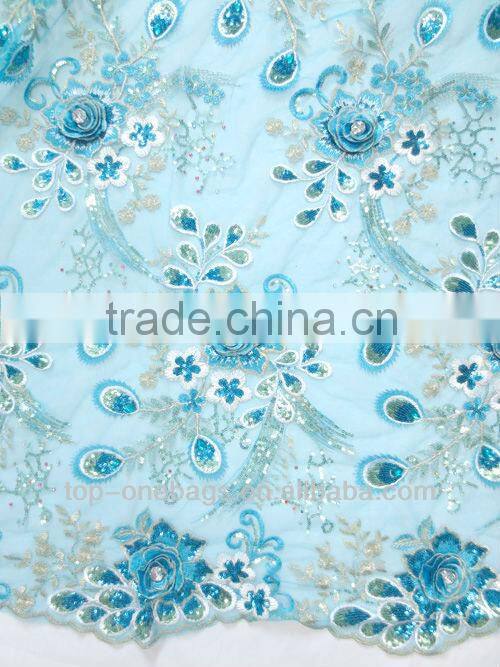 2013 French net lace with applique diamond african french lace