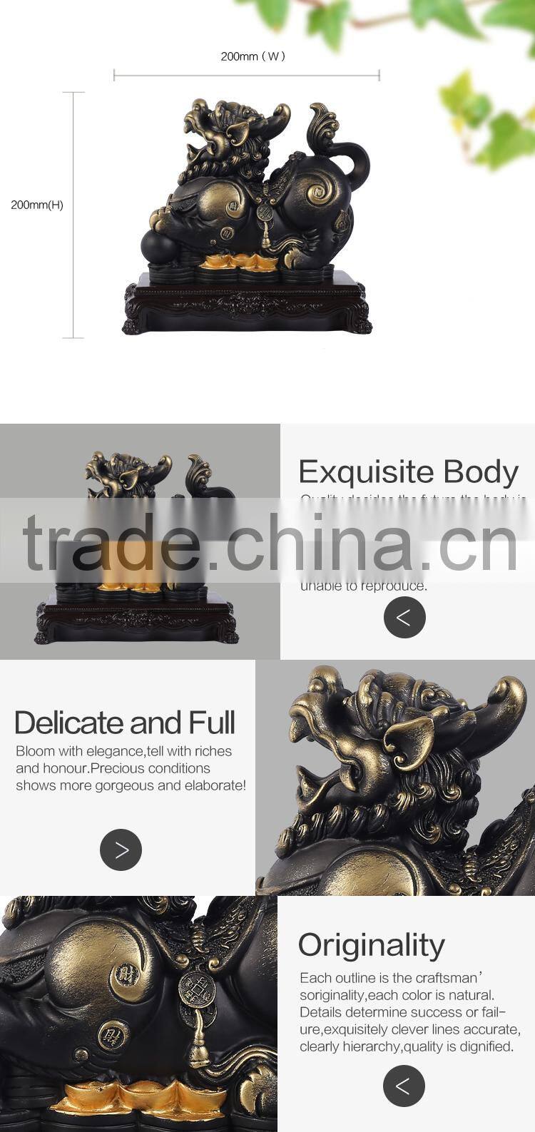 Environmental friendly 3D shape polyresin religious Pixiu statue for home decoration