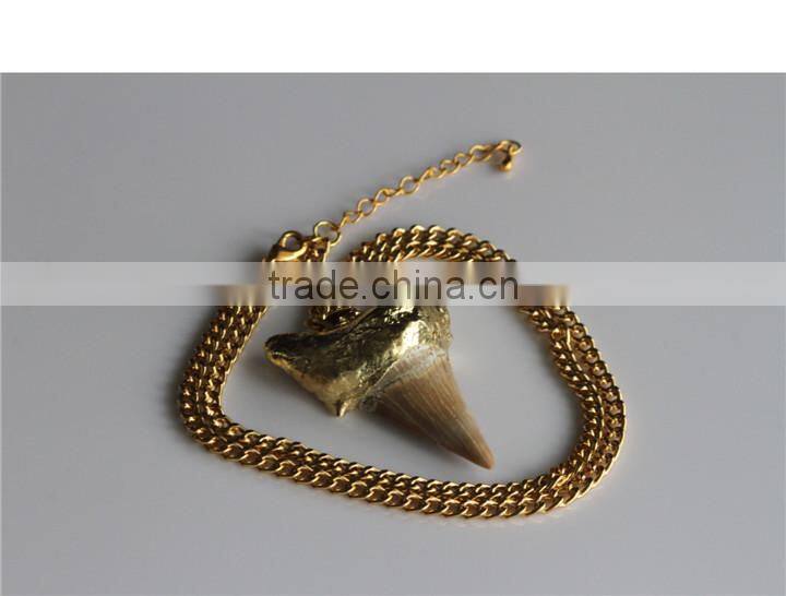 KJL-A143 real teeth necklace,shark tooth pendant womens chain necklace