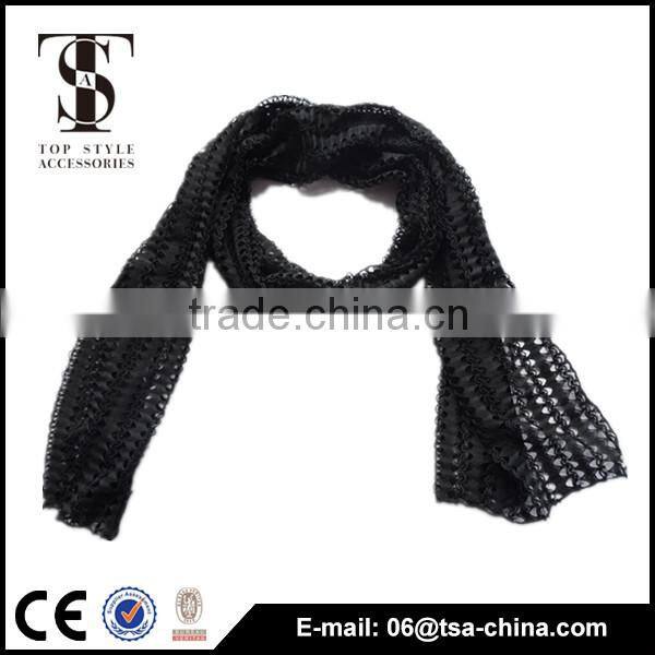 Hot selling black hollow out 31*159 cm scarf