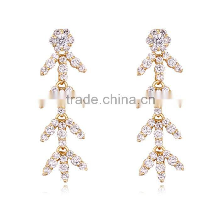 Mexican Vietnam Gold Jewelry 14K Long Gold Earring