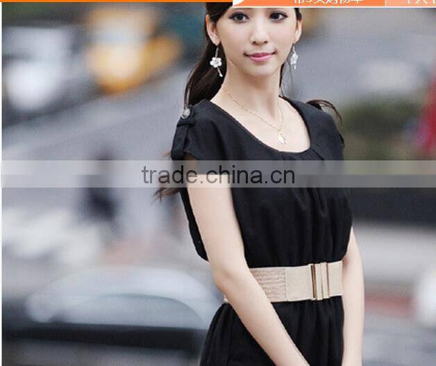 brand fashion ladies and women all-match decoration needle buckle elastic brown wide waist belt