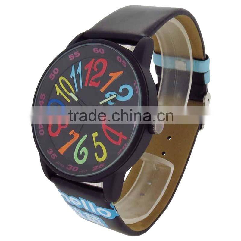 big case cute colorful numbers dial student watch
