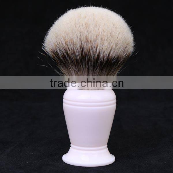 light pink handle white badger shaving brush