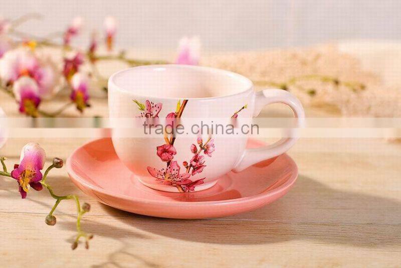Elegant Ceramic Butter Dish with Peach Flower Decal