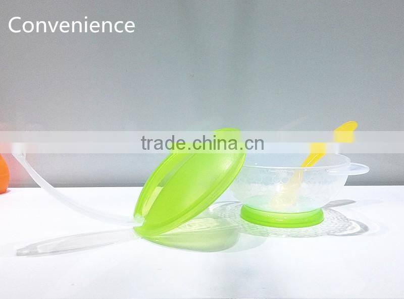 New PP Plastic Baby Transparent Decorative Pattern Suction Bowl With Spoon