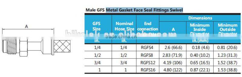 Online Shopping China High pressure 1/4 to 1 in metal flexible hose with Metal Gasket Face Seal Fittings Swivel