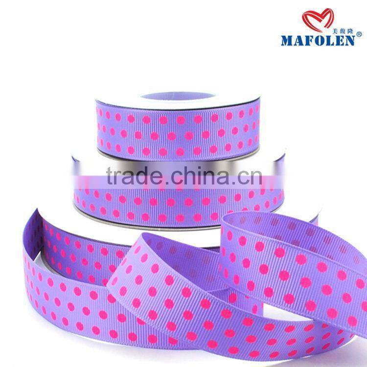 Hot Pink Polka Dots printed grosgrain ribbons for gift packing