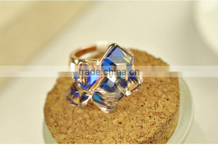 Korean Magic Cubic Zircon Exaggerated Gold Plated Luxury Ring Jewelry For Lady