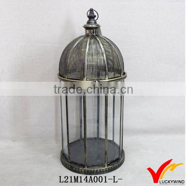 round metal glass antique rustic candle lantern from china